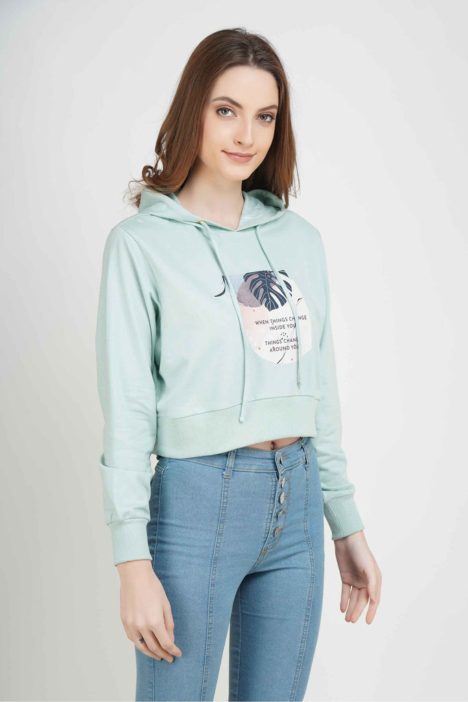 Mint green clearance crop hoodie